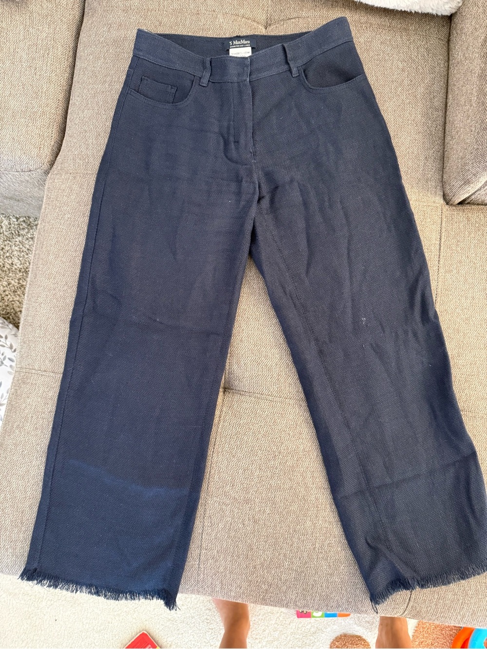 MaxMara Navy Wide-Leg Cropped Pants